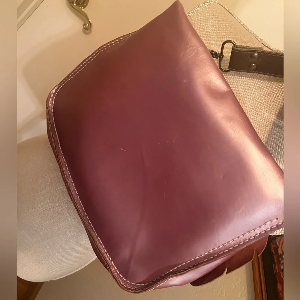 Unique Owl Design leather messenger Bag - Purple/pink